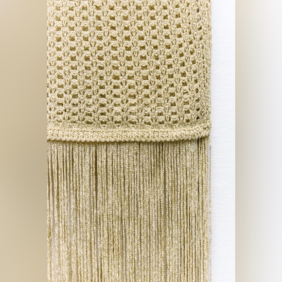 Zara Beige Knit Fringe Dress - Picture 8 of 14